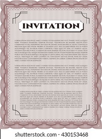 Retro invitation template. Beauty design. Border, frame. With linear background. 