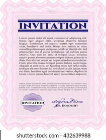 Retro invitation template. Beauty design. Border, frame. With linear background. 
