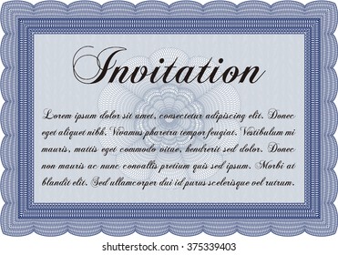 Retro invitation template. Border, frame. Beauty design. With linear background. 
