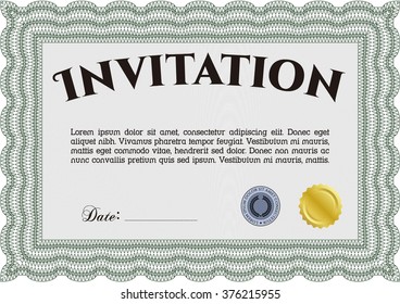 Retro invitation template. Border, frame. With linear background. Beauty design. 