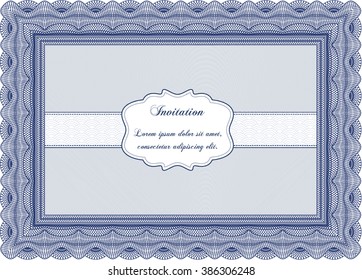 Retro invitation template. Border, frame. Artistry design. With linear background. 