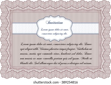 Plantilla de invitación retro. Borde, marco. Con fondo lineal. Diseño de belleza. 