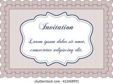 Retro invitation template. Border, frame. Beauty design. With linear background. 