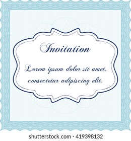 Retro invitation template. Border, frame. With linear background. Artistry design. 