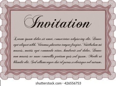 Retro invitation template. Border, frame. Beauty design. With linear background. 