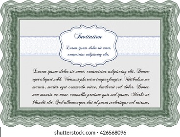 Plantilla de invitación retro. Borde, marco. Diseño artístico. Con fondo lineal. 