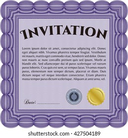 Plantilla de invitación retro. Borde, marco. Diseño de belleza. Con fondo lineal. 