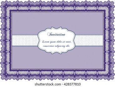 Retro invitation template. Border, frame. With linear background. Beauty design. 