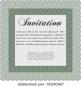 Retro invitation template. Border, frame. With complex linear background. Artistry design. 
