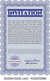 Retro invitation template. Border, frame. With complex linear background. Artistry design. 