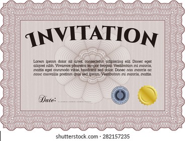 Retro invitation template. Complex background. Nice design. Border, frame.