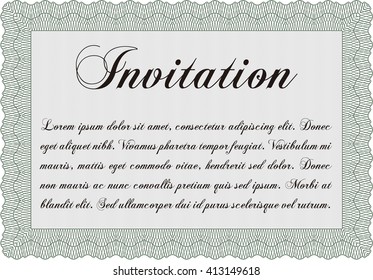 Retro invitation template. With complex linear background. Artistry design. Border, frame. 