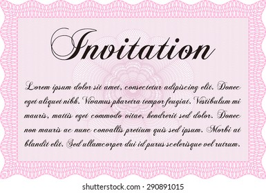 Retro invitation template. Customizable, Easy to edit and change colors.Elegant design. With guilloche pattern and background. 