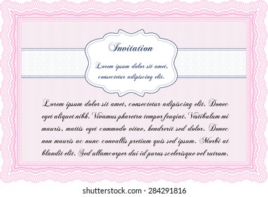 Retro invitation template. Retro design. With great quality guilloche pattern. Border, frame.