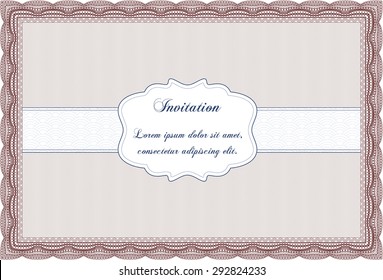 Retro invitation template. Detailed.Complex background. Cordial design. 