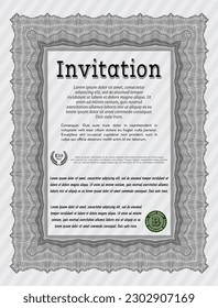 Retro invitation template. Good design. Easy to print.   Grey color.