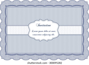 Retro invitation template. With great quality guilloche pattern. Good design. Vector illustration.