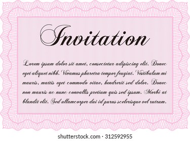 Retro invitation template. With guilloche pattern and background. Cordial design. Vector illustration.
