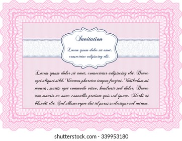Retro invitation template. With guilloche pattern. Customizable, Easy to edit and change colors.Complex design. 