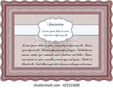Retro invitation template. With linear background. Border, frame. Beauty design. 