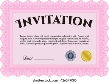 Plantilla de invitación retro. Con fondo lineal. Borde, marco. Diseño artístico. 