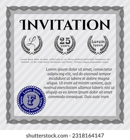 Retro invitation template. Lovely design. With complex background. Vector illustration.  Grey color.