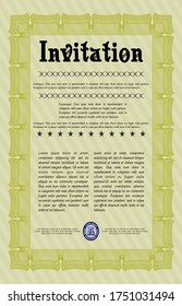 Retro invitation template. Modern design. With linear background. Customizable, Easy to edit and change colors.  Yellow color.