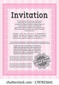 Retro invitation template. Money Pattern design. Complex background. Detailed.  Pink color.