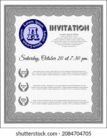 Retro invitation template. Money Pattern. With complex background. Detailed.  Grey color.