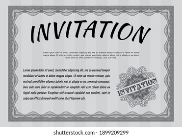 Retro invitation template. Perfect design. Easy to print. Customizable, Easy to edit and change colors.  Grey color.