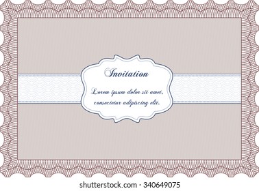 Retro invitation template. Sophisticated design. Vector illustration.With guilloche pattern. 