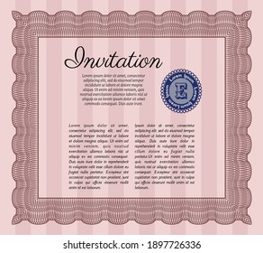 Retro invitation template. Superior design. With complex background.   Red color.