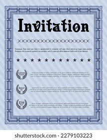 Retro invitation template. Superior design. With quality background. Customizable, Easy to edit and change colors.  Blue color.