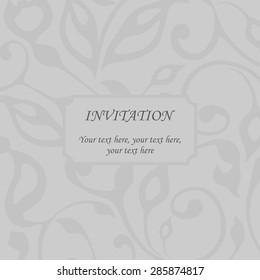 retro Invitation or wedding card with damask background and elegant floral elements