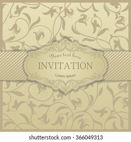 retro Invitation or wedding card with victorian background