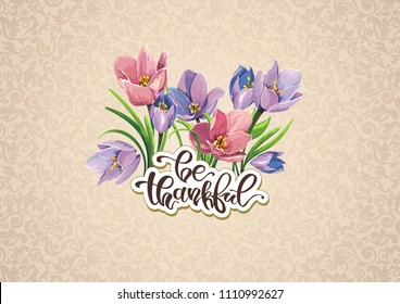 Retro invitations or wedding cards. Beautiful vintage vector background with a bouquet of crocus. Floral template for congratulation design. Elegance retro illustration