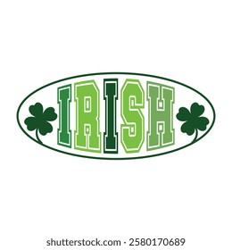 Retro Irish Oval Design - St. Patrick's Day Vector, Lucky Shamrock