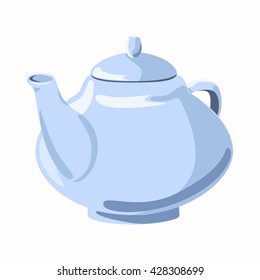 Retro iron kettle color illustration on white background.