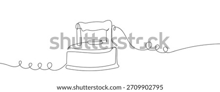 Retro iron in one continuous line single line art style vector illustration.