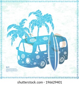 Retro Isolated Travel bus can be used as a greeting card