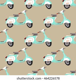  Retro italian scooter.  Seamless pattern vintage. Vector illustration