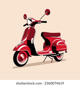 Retro italian scooter, vector illustration in cartoon comic style