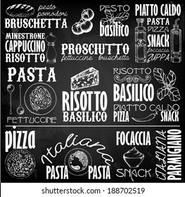 Retro Italy  labels with hand drawn elements.