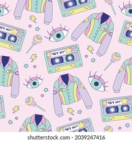 Retro jacket pastel seamless pattern for fabric, linen, textiles and wallpaper