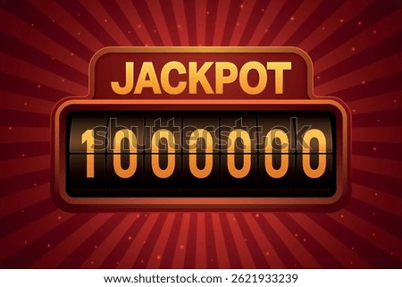 Retro jackpot counter showing $1,000,000 prize on red glowing background.