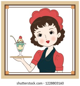 Retro Japan waitress image