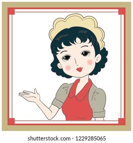 Retro Japan waitress image
