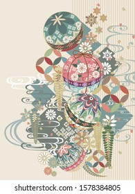 
Retro japanese pattern background material