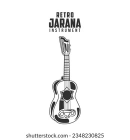 Ilustración de vectores de instrumentos retro jarana, vector de instrumentos de música mexicano