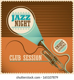Retro jazz poster. Vector illustration.